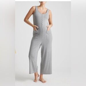 Quince Tencel Rib Maternity & Nursing Jumpsuit- Gray. Size M